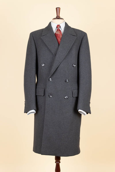 SWEDISH 1950S GREY DOUBLE BREASTED OVERCOAT BY TIGER. SIZE CA EU 46-48