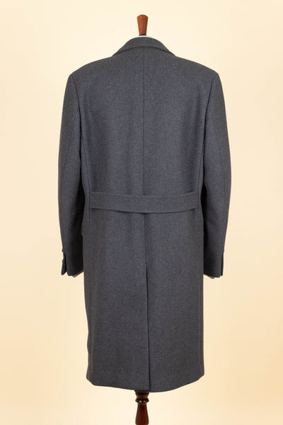 SWEDISH 1950S GREY DOUBLE BREASTED OVERCOAT BY TIGER. SIZE CA EU 46-48