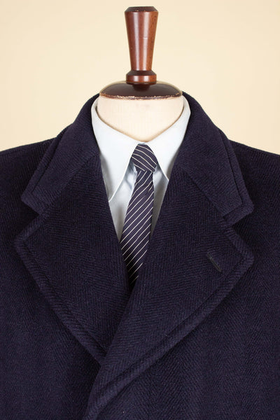 SWEDISH 1940S DARK BLUE OVERCOAT BY DERBER. SIZE CA EU 46-48