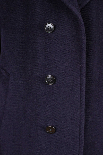 SWEDISH 1940S DARK BLUE OVERCOAT BY DERBER. SIZE CA EU 46-48