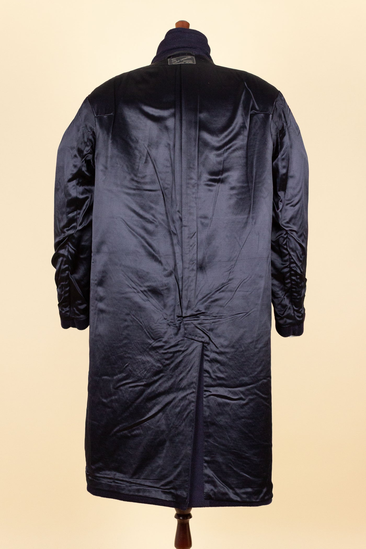 SWEDISH 1940S DARK BLUE OVERCOAT BY DERBER. SIZE CA EU 46-48