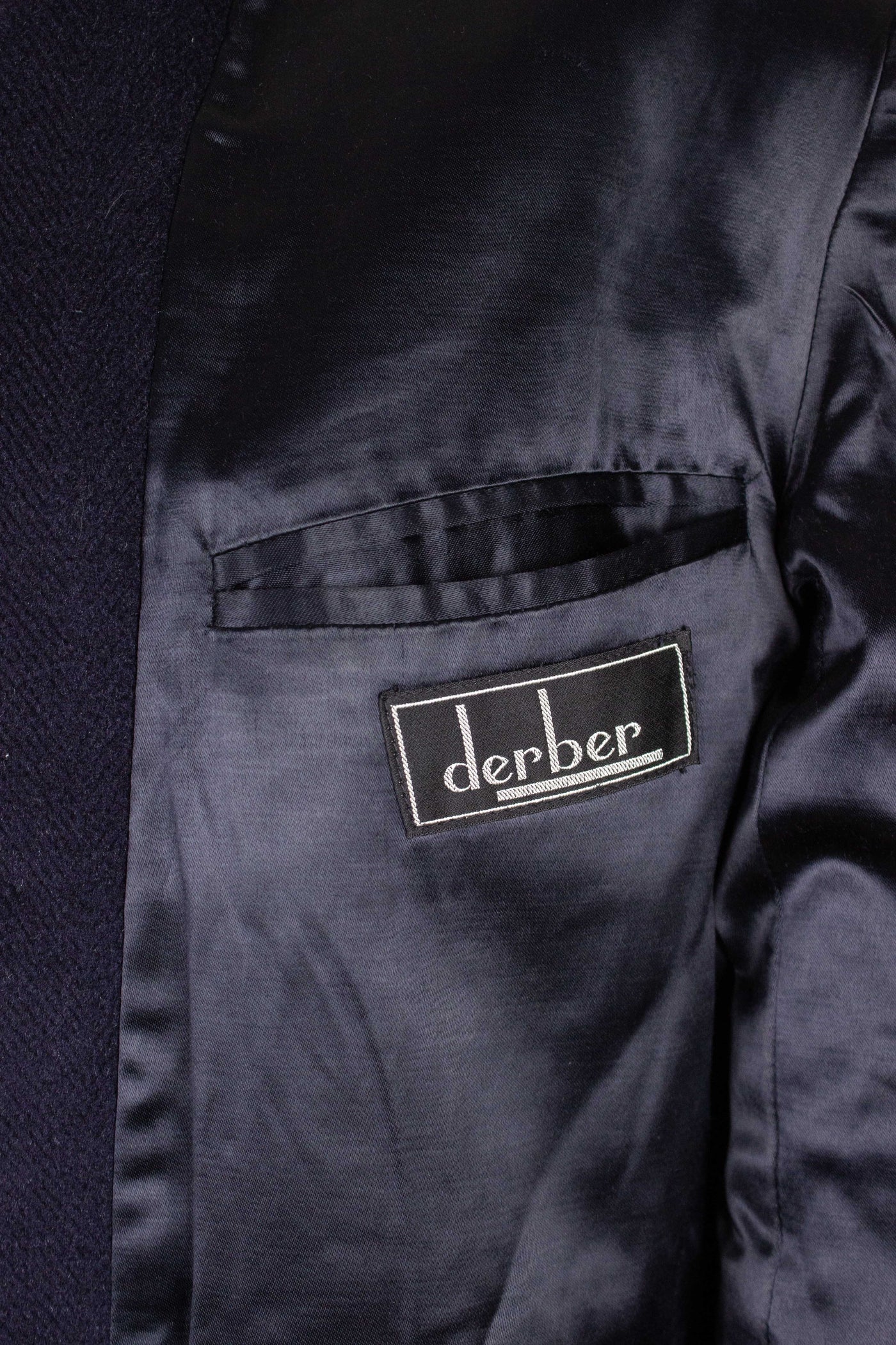 SWEDISH 1940S DARK BLUE OVERCOAT BY DERBER. SIZE CA EU 46-48