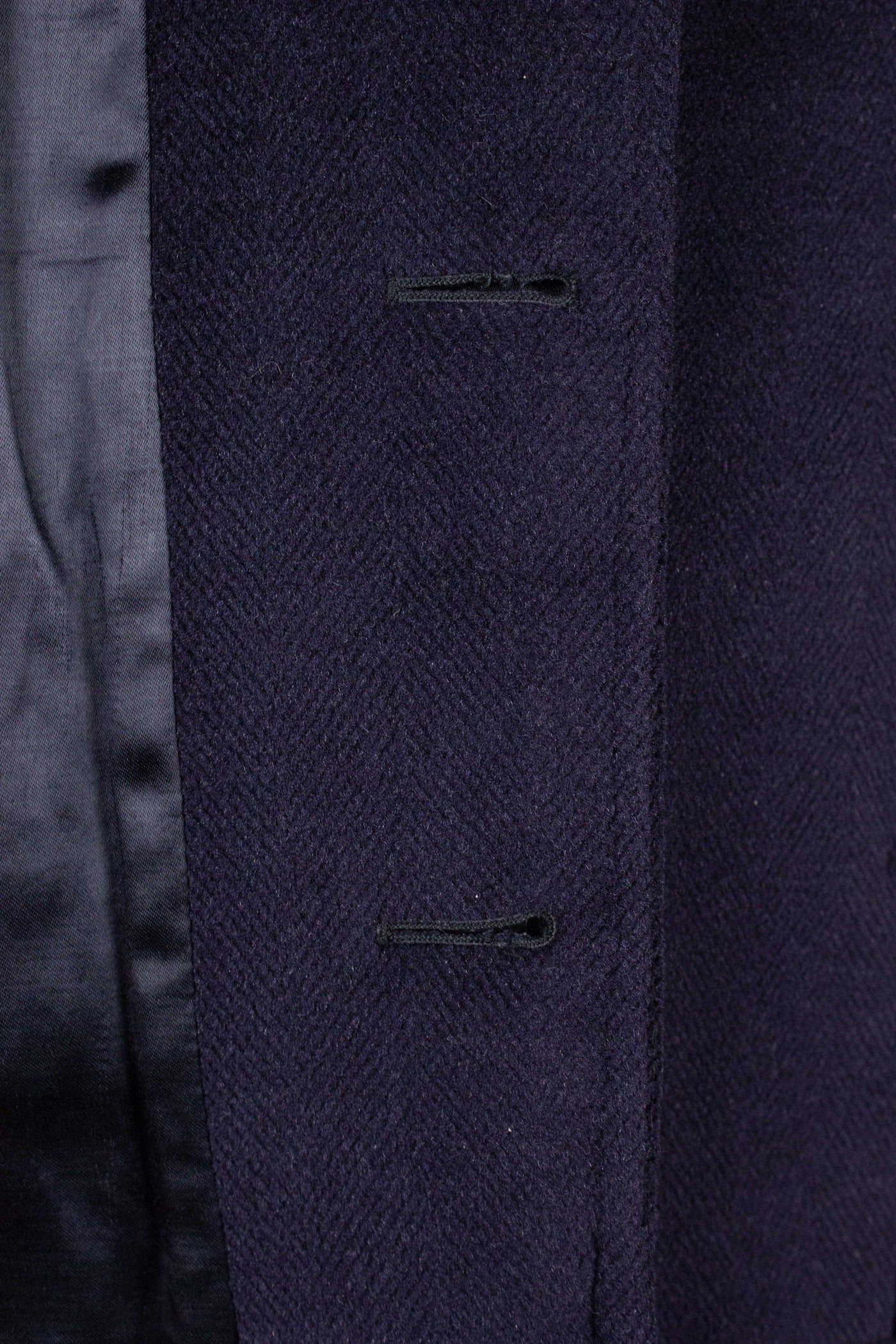 SWEDISH 1940S DARK BLUE OVERCOAT BY DERBER. SIZE CA EU 46-48