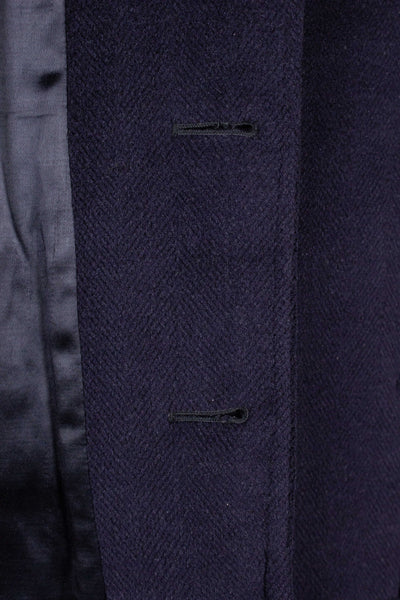 SWEDISH 1940S DARK BLUE OVERCOAT BY DERBER. SIZE CA EU 46-48