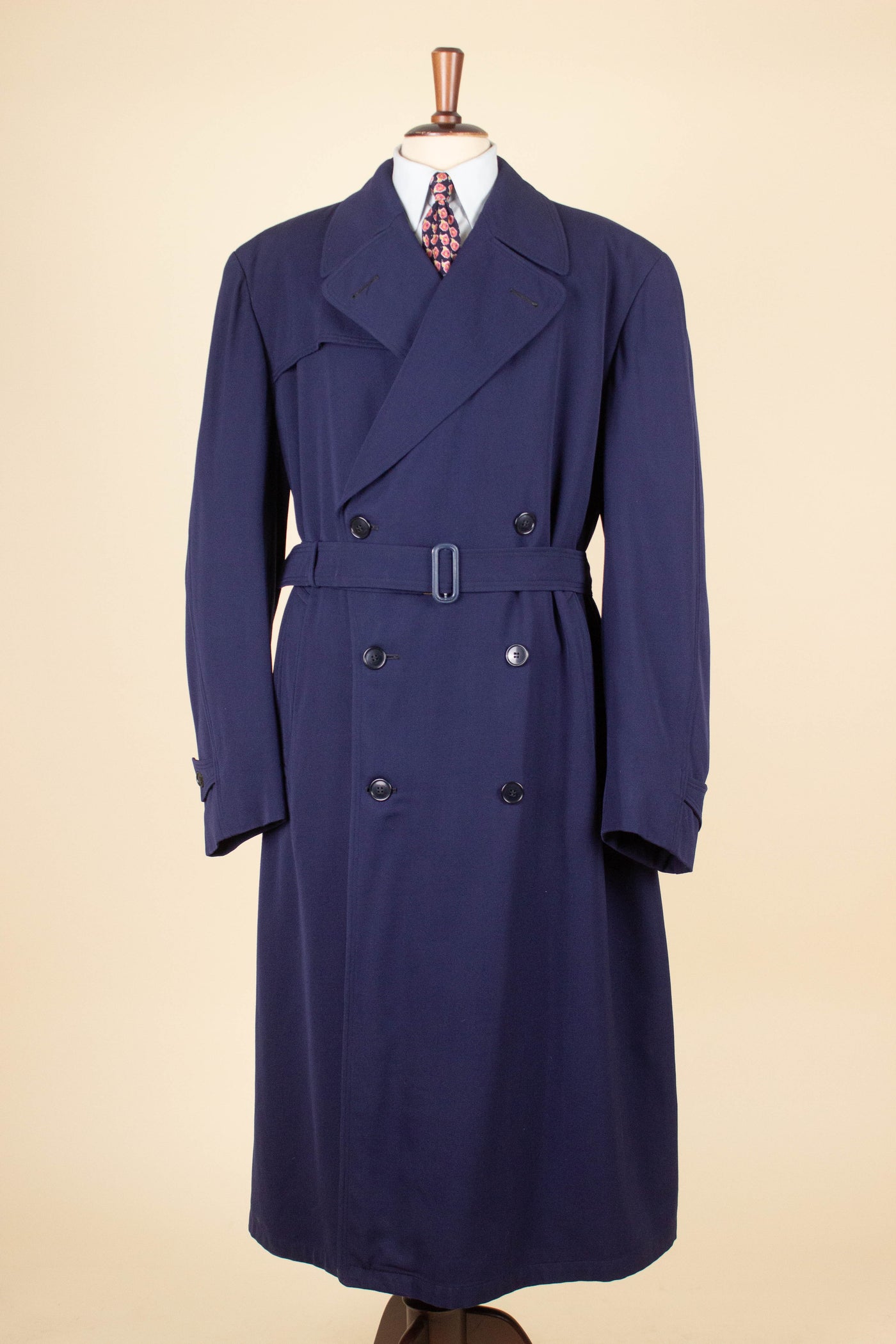 SWEDISH 1940S BLUE TRENCH COAT BY KLIMAX. SIZE CA EU 54