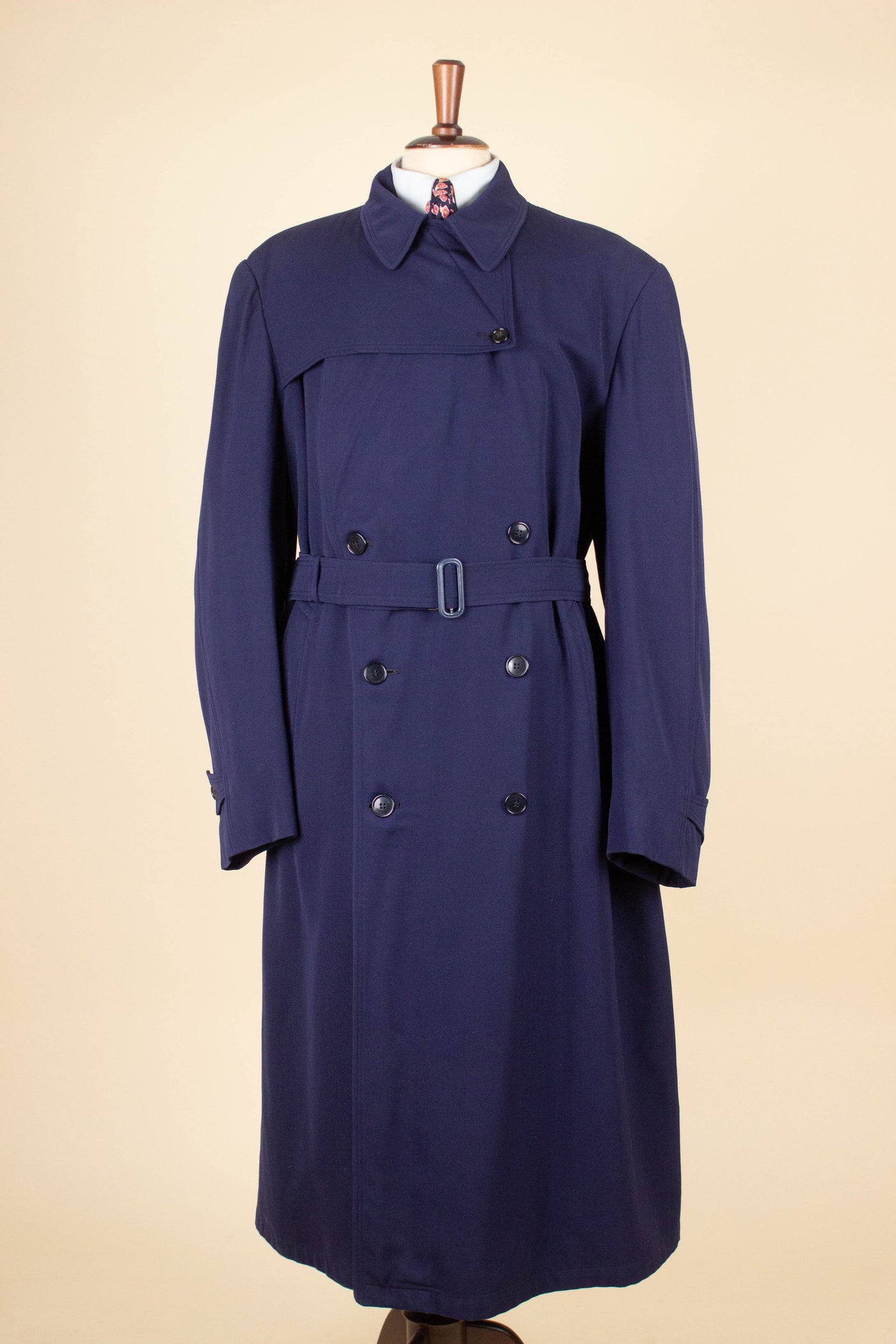 SWEDISH 1940S BLUE TRENCH COAT BY KLIMAX. SIZE CA EU 54