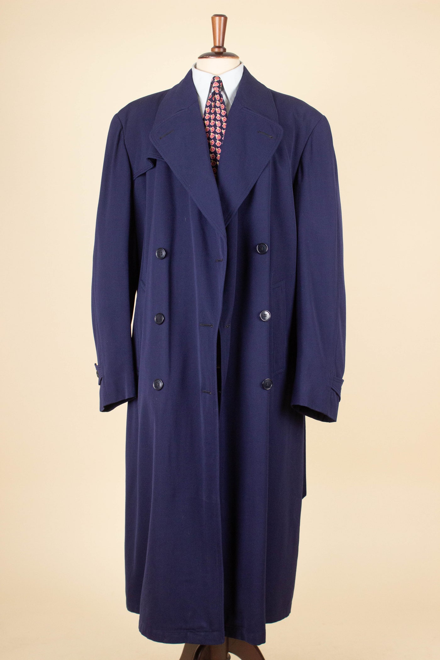 SWEDISH 1940S BLUE TRENCH COAT BY KLIMAX. SIZE CA EU 54