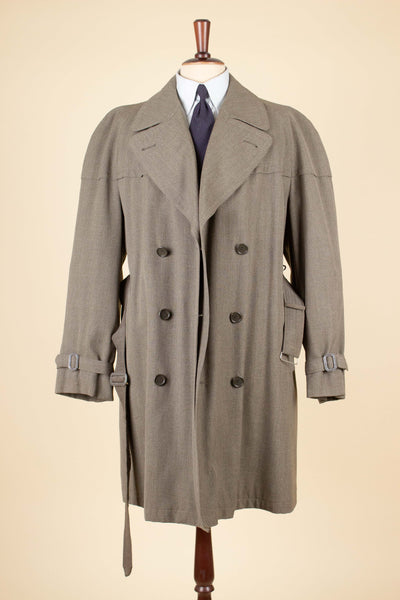 SWEDISH 1930S/1940S LIGHT BROWN TRENCH COAT BY WESTERBERGS. SIZE CA EU 56 SHORT