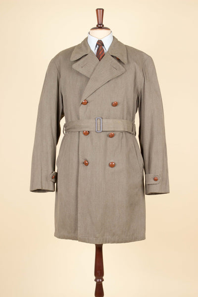 SWEDISH 1930S/1940S BEIGE TRENCH COAT BY VARGEN. SIZE CA EU 50 SHORT