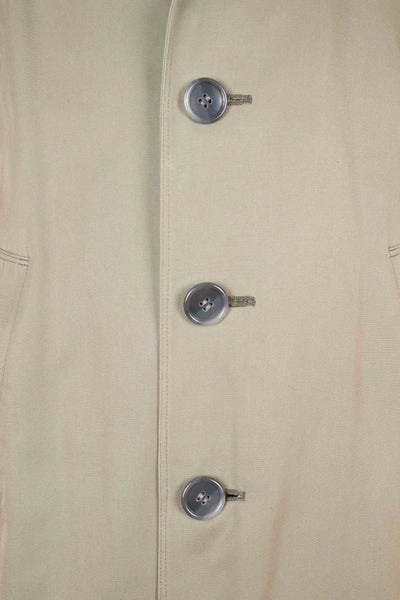SWEDISH 1950S/1960S GREY-GREEN SINGLE BREASTED LIGHTWEIGHT COAT BY TIGER. SIZE CA EU 46