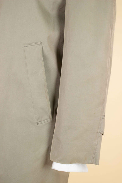 SWEDISH 1950S/1960S GREY-GREEN SINGLE BREASTED LIGHTWEIGHT COAT BY TIGER. SIZE CA EU 46