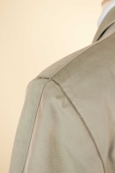 SWEDISH 1950S/1960S GREY-GREEN SINGLE BREASTED LIGHTWEIGHT COAT BY TIGER. SIZE CA EU 46
