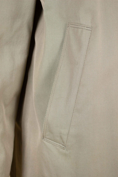 SWEDISH 1950S/1960S GREY-GREEN SINGLE BREASTED LIGHTWEIGHT COAT BY TIGER. SIZE CA EU 46