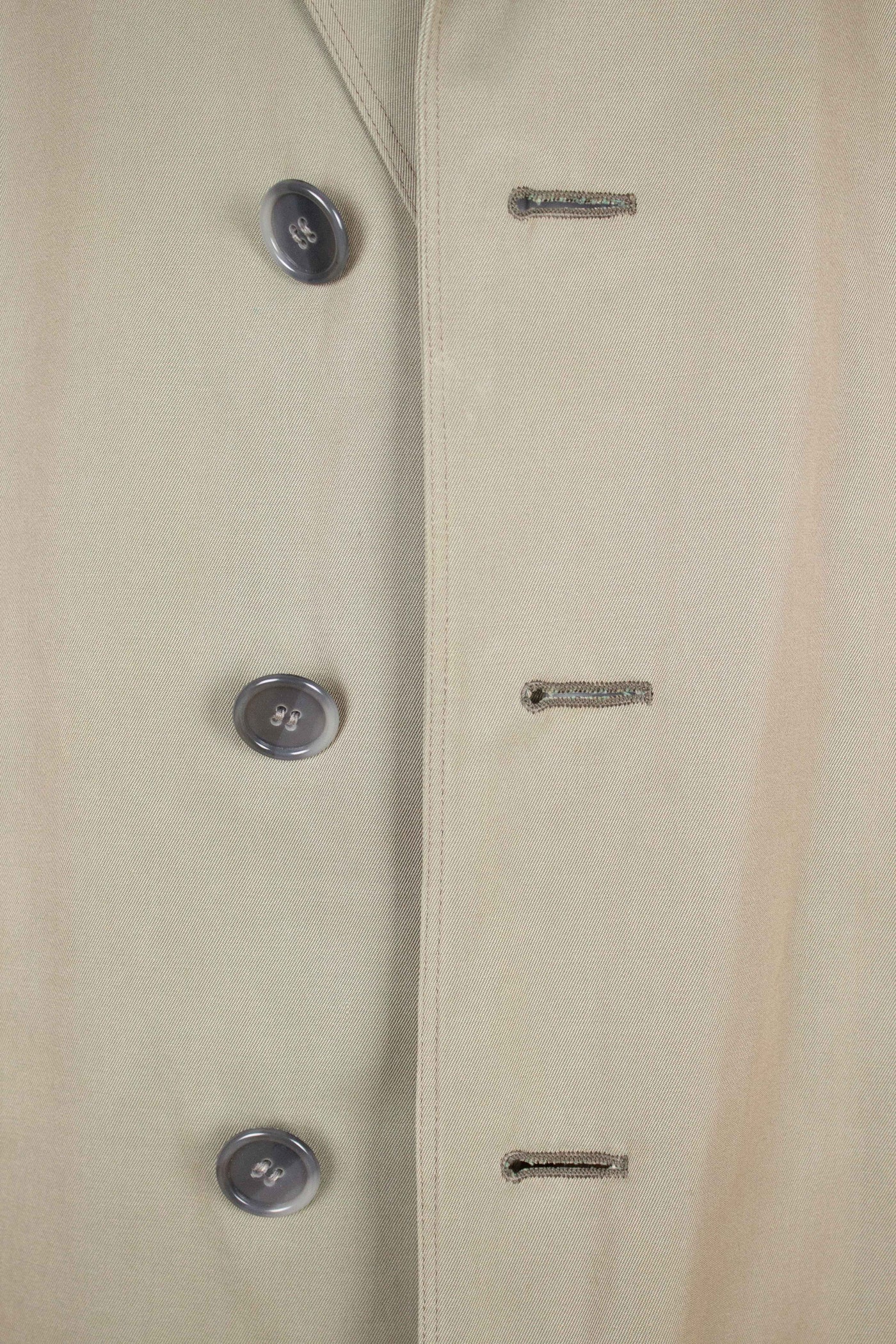 SWEDISH 1950S/1960S GREY-GREEN SINGLE BREASTED LIGHTWEIGHT COAT BY TIGER. SIZE CA EU 46