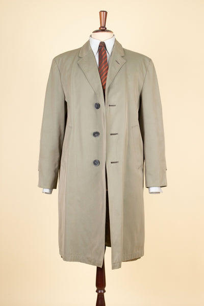 SWEDISH 1950S/1960S GREY-GREEN SINGLE BREASTED LIGHTWEIGHT COAT BY TIGER. SIZE CA EU 46