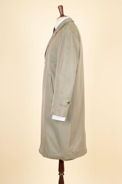 SWEDISH 1950S/1960S GREY-GREEN SINGLE BREASTED LIGHTWEIGHT COAT BY TIGER. SIZE CA EU 46