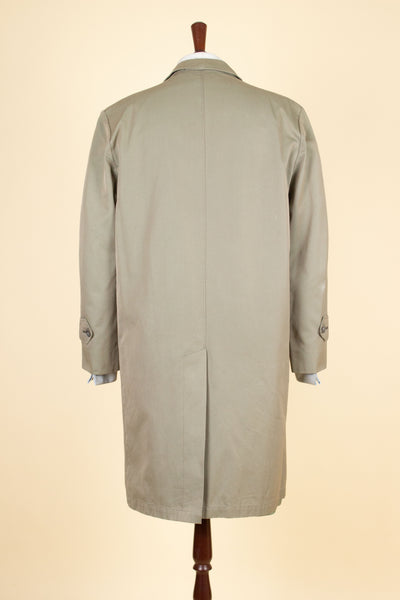 SWEDISH 1950S/1960S GREY-GREEN SINGLE BREASTED LIGHTWEIGHT COAT BY TIGER. SIZE CA EU 46