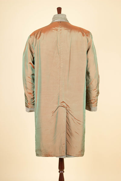 SWEDISH 1950S/1960S GREY-GREEN SINGLE BREASTED LIGHTWEIGHT COAT BY TIGER. SIZE CA EU 46