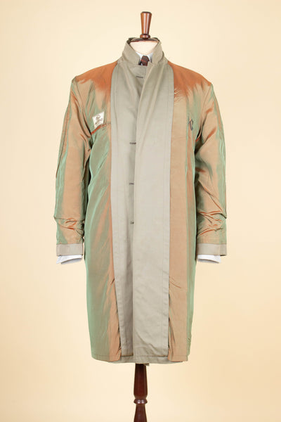SWEDISH 1950S/1960S GREY-GREEN SINGLE BREASTED LIGHTWEIGHT COAT BY TIGER. SIZE CA EU 46