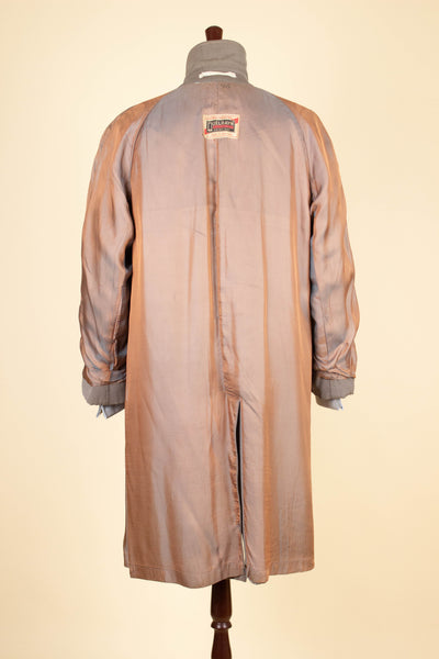 BRITISH 1940S/1950S BROWN-GREY LIGHTWEIGHT RAGLAN COAT. SIZE CA EU 50