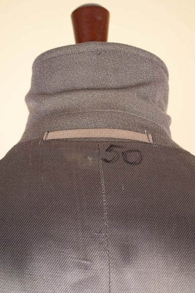SWEDISH 1930S BROWN-GREY LIGHTWEIGHT SINGLE BREASTED RAGLAN COAT BY RÖDA PANTERN. SIZE CA EU 50