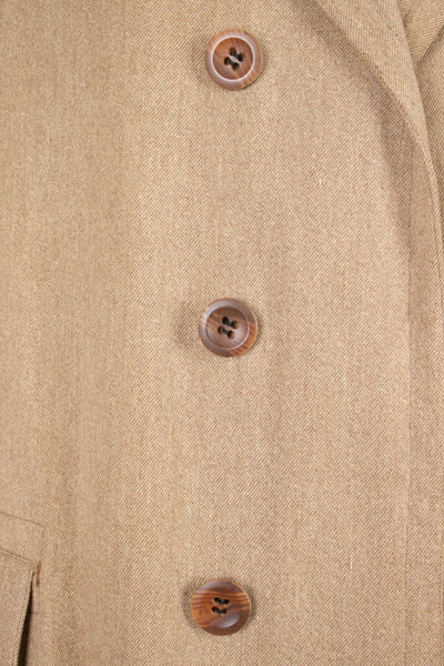 SWEDISH 1910S/1920S LIGHT BROWN LIGHTWEIGHT SINGLE BREASTED OVERCOAT. SIZE CA EU 48