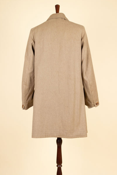 SWEDISH 1910S/1920S LIGHT BROWN LIGHTWEIGHT SINGLE BREASTED OVERCOAT. SIZE CA EU 48