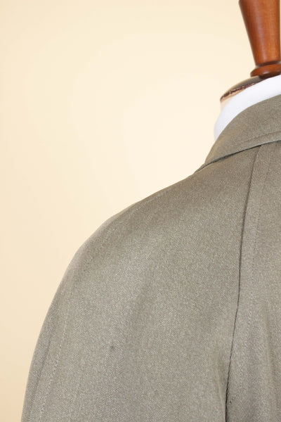 SWEDISH 1940S/1950S GREY-GREEN SINGLE BREASTED RAGLAN OVERCOAT BY JUNEX. SIZE CA EU 50