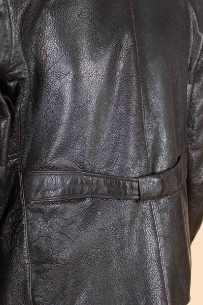 SWEDISH 1930S/1940S BLACK GOATSKIN DOUBLE BREASTED JACKET. SIZE CA EU 50