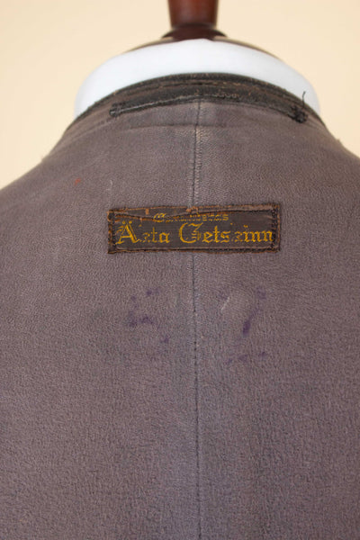 SWEDISH 1930S/1940S BLACK GOATSKIN DOUBLE BREASTED JACKET. SIZE CA EU 50