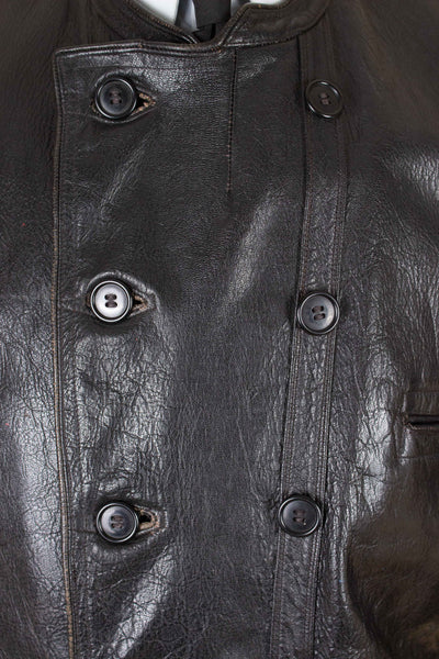 SWEDISH 1930S/1940S BLACK GOATSKIN DOUBLE BREASTED JACKET. SIZE CA EU 50