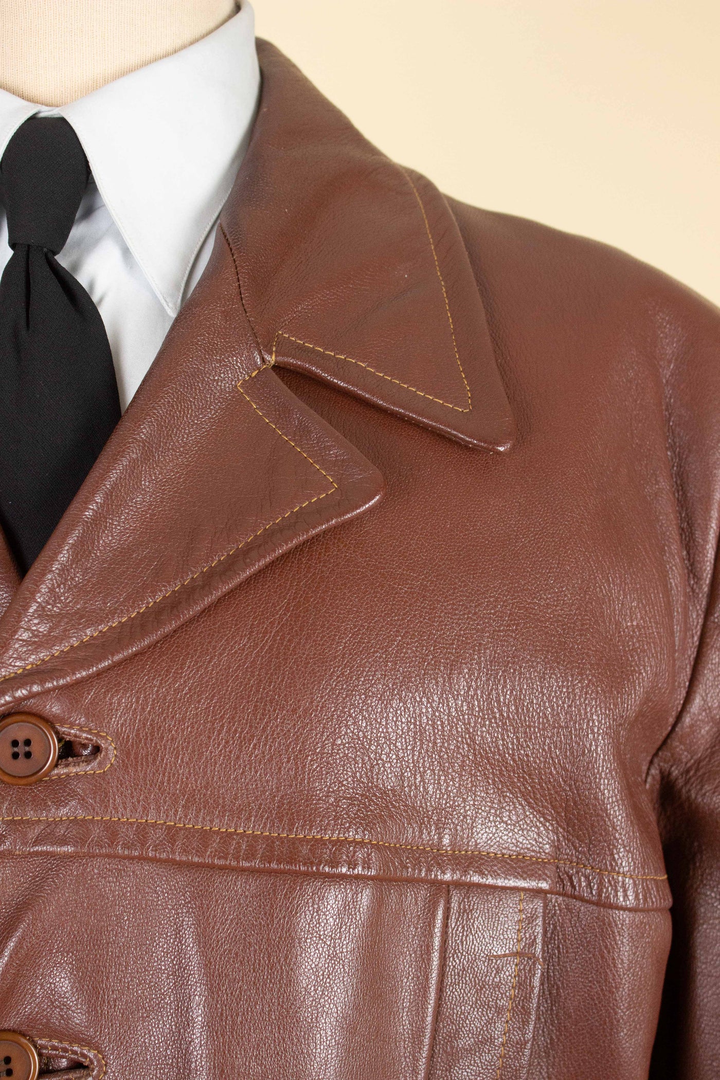 SWEDISH 1950S BROWN GOATSKIN SINGLE BREASTED JACKET BY HOLGER MATSSONS. SIZE CA EU 54-56