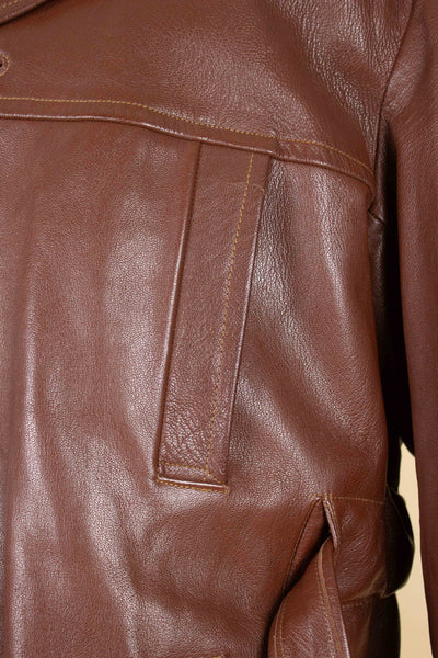 SWEDISH 1950S BROWN GOATSKIN SINGLE BREASTED JACKET BY HOLGER MATSSONS. SIZE CA EU 54-56