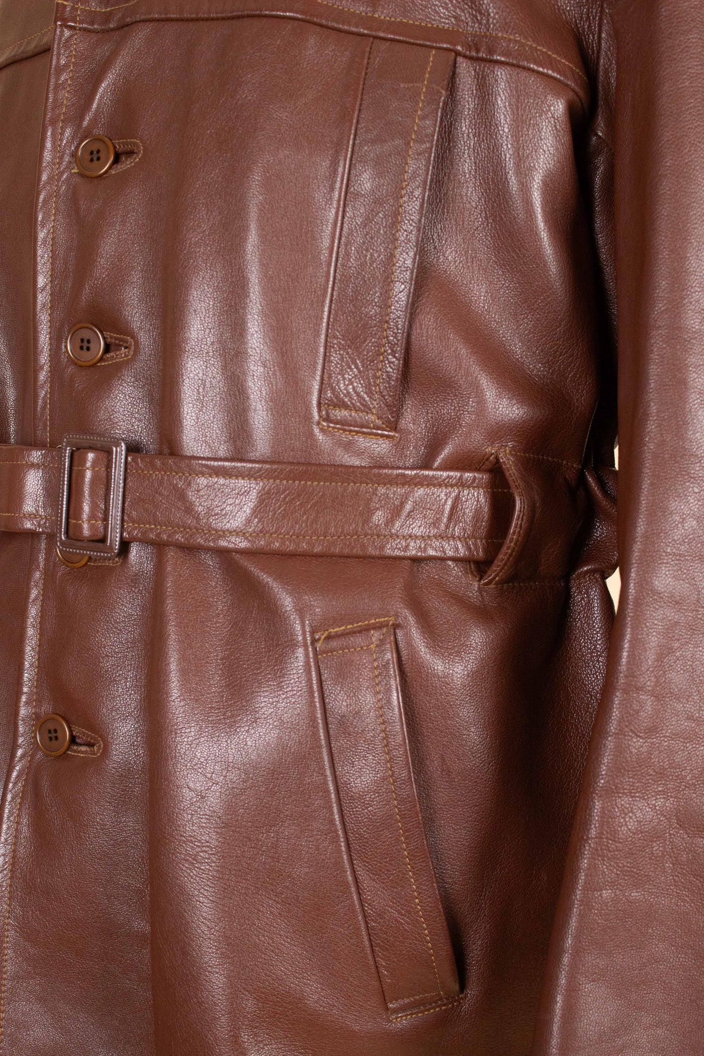 SWEDISH 1950S BROWN GOATSKIN SINGLE BREASTED JACKET BY HOLGER MATSSONS. SIZE CA EU 54-56