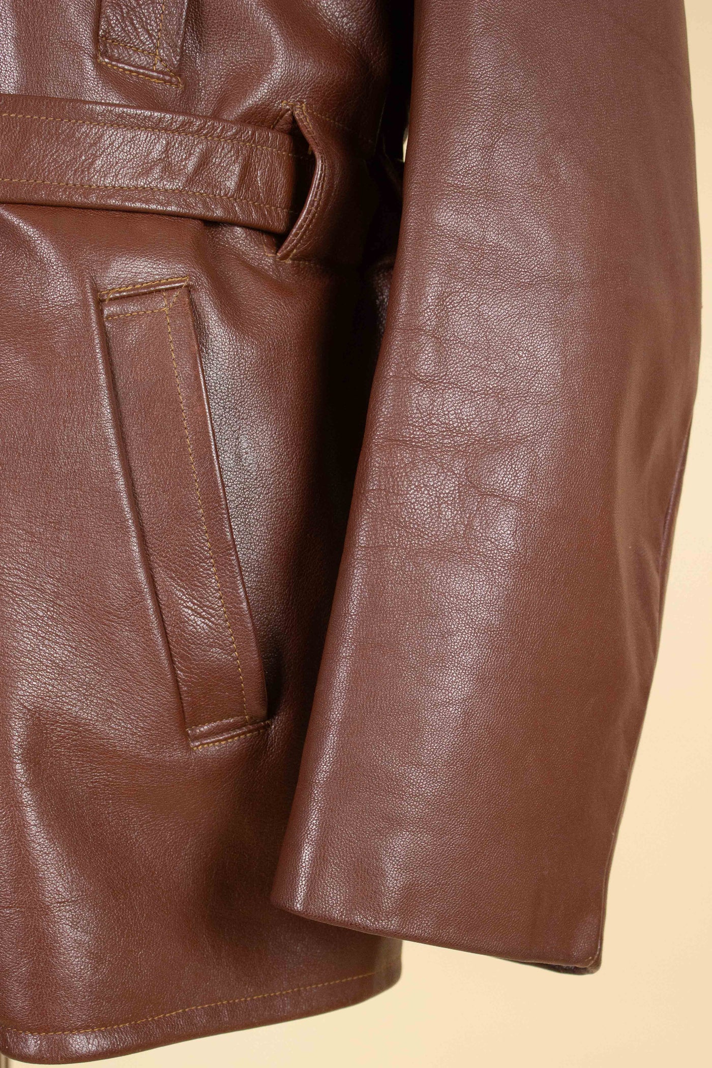 SWEDISH 1950S BROWN GOATSKIN SINGLE BREASTED JACKET BY HOLGER MATSSONS. SIZE CA EU 54-56