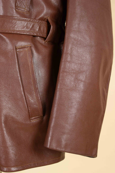 SWEDISH 1950S BROWN GOATSKIN SINGLE BREASTED JACKET BY HOLGER MATSSONS. SIZE CA EU 54-56