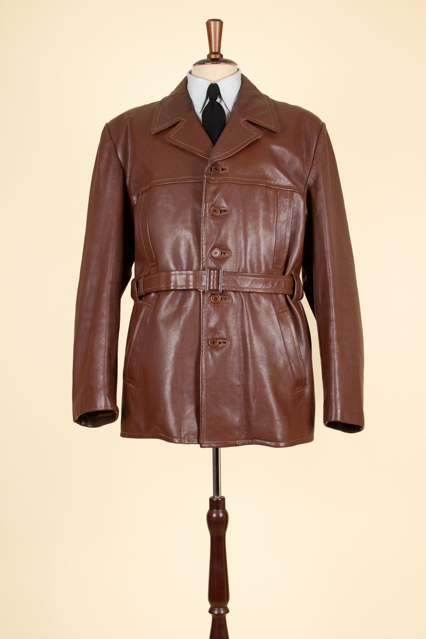 SWEDISH 1950S BROWN GOATSKIN SINGLE BREASTED JACKET BY HOLGER MATSSONS. SIZE CA EU 54-56