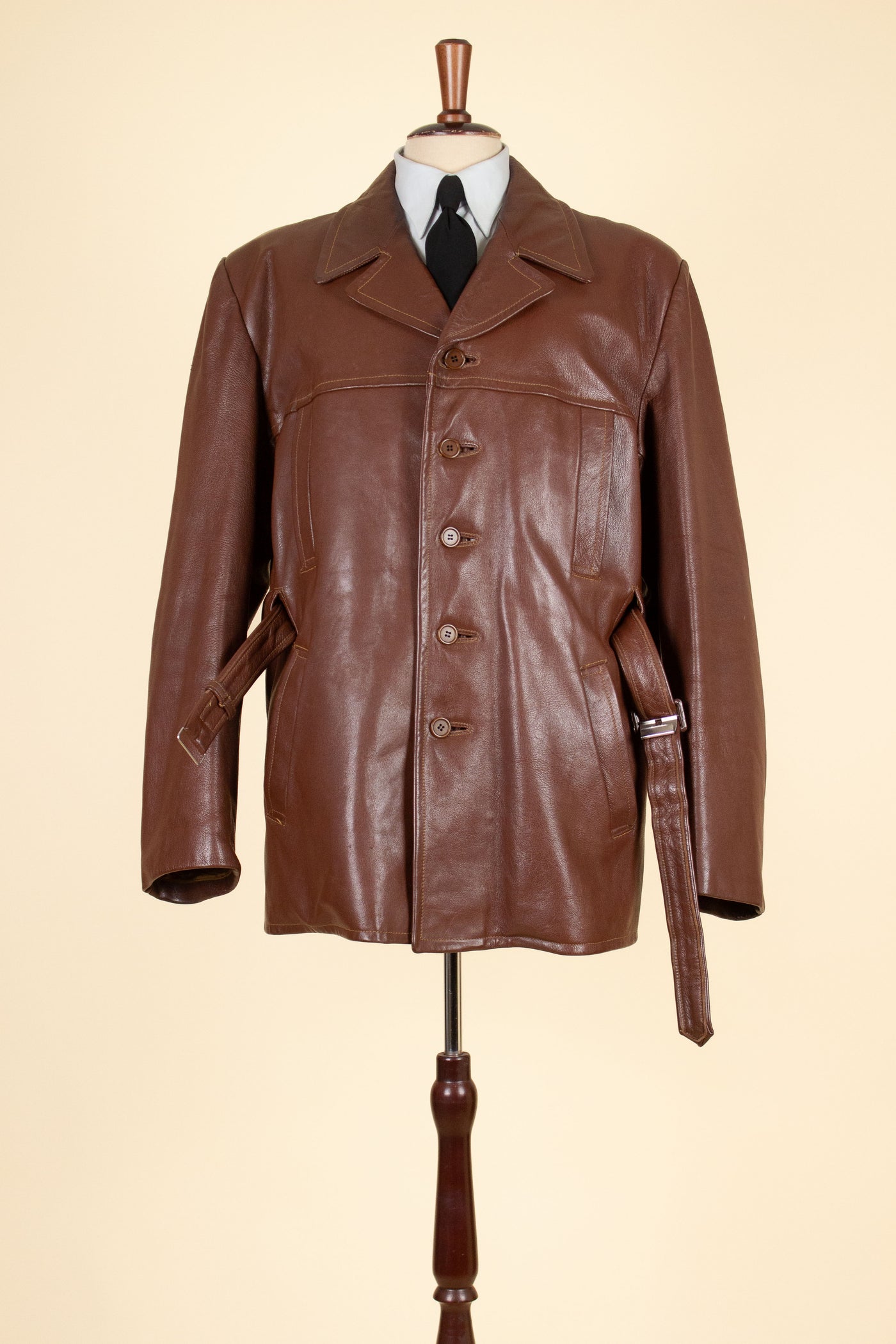 SWEDISH 1950S BROWN GOATSKIN SINGLE BREASTED JACKET BY HOLGER MATSSONS. SIZE CA EU 54-56