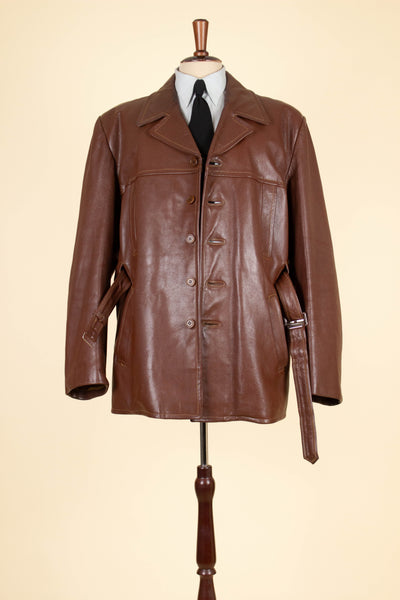 SWEDISH 1950S BROWN GOATSKIN SINGLE BREASTED JACKET BY HOLGER MATSSONS. SIZE CA EU 54-56