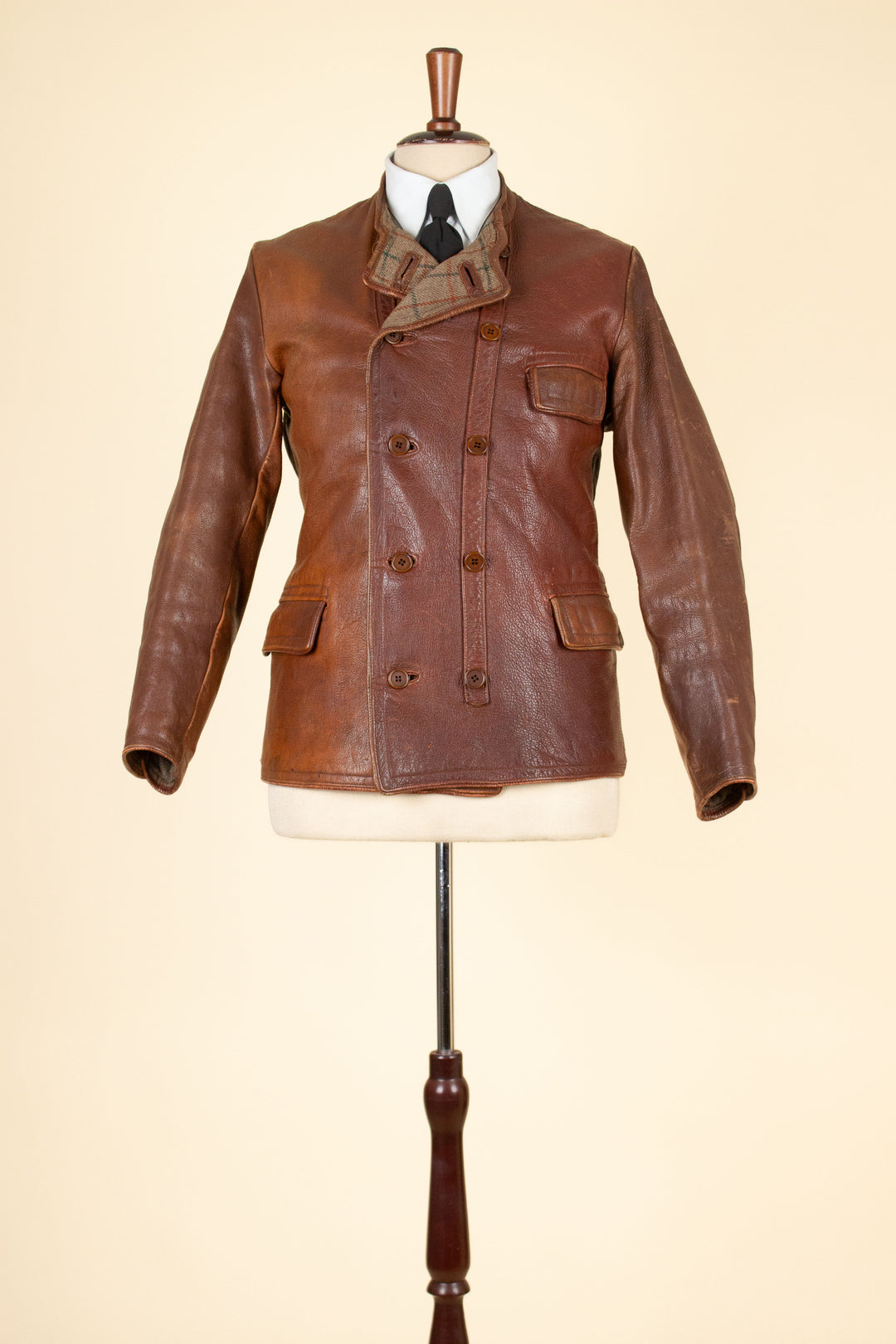ジャケット・アウター 40's Swedish Double Breasted Leather SWEDISH 1930S/1940S BROWN DOUBLE BREASTED GOATSKIN JACKET. SIZE CA
