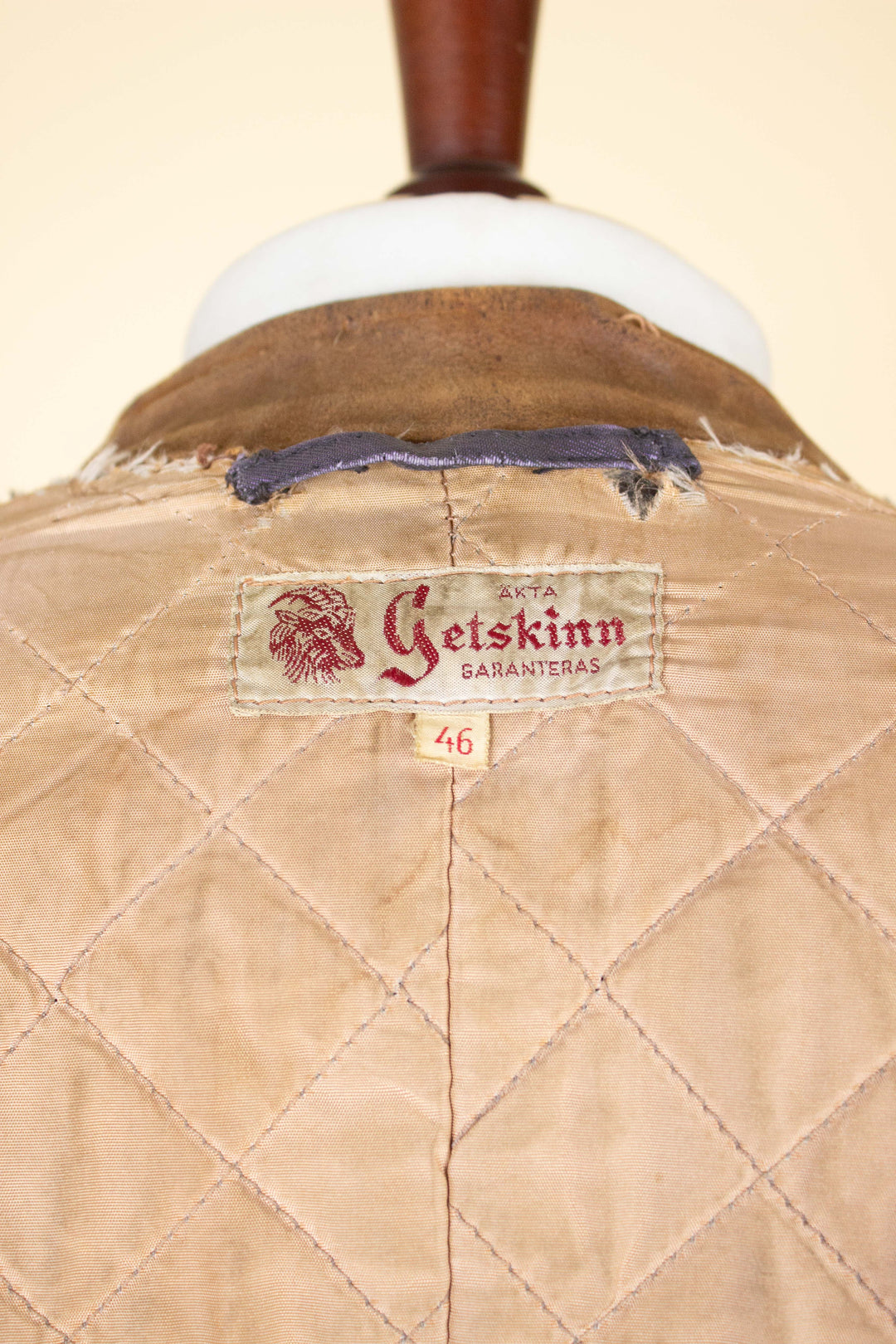【関税&送料込】Golden Light Brown Double-Breasted Jac SWEDISH 1950S/1960S LIGHT BROWN DOUBLE BREASTED GOATSKIN