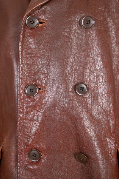 SWEDISH 1930S/1940S BROWN DOUBLE BREASTED GOATSKIN JACKET BY LEANDER LARSSON & CO. SIZE CA EU 52