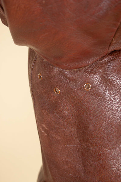 SWEDISH 1930S/1940S BROWN DOUBLE BREASTED GOATSKIN JACKET BY LEANDER LARSSON & CO. SIZE CA EU 52