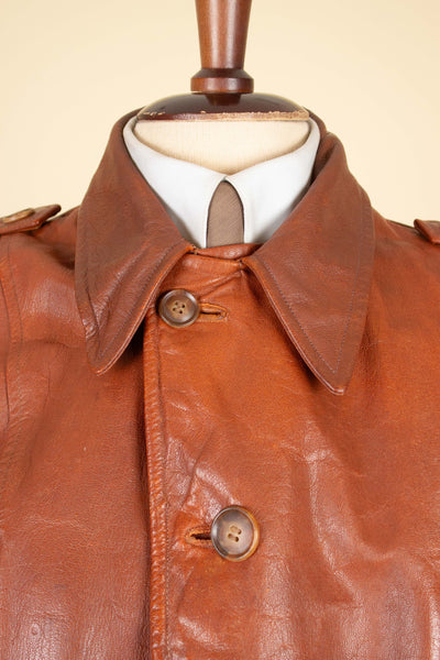 SWEDISH 1940S/1950S BROWN GOATSKIN JACKET WITH DETACHABLE FUR COLLAR. SIZE CA EU 54