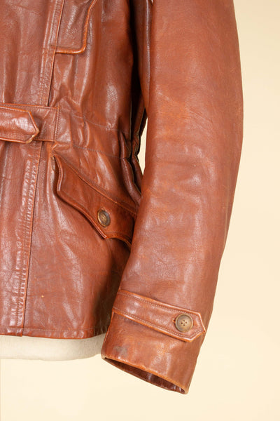 SWEDISH 1940S/1950S BROWN GOATSKIN JACKET WITH DETACHABLE FUR COLLAR. SIZE CA EU 54