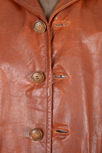SWEDISH 1940S/1950S BROWN GOATSKIN JACKET WITH DETACHABLE FUR COLLAR. SIZE CA EU 54