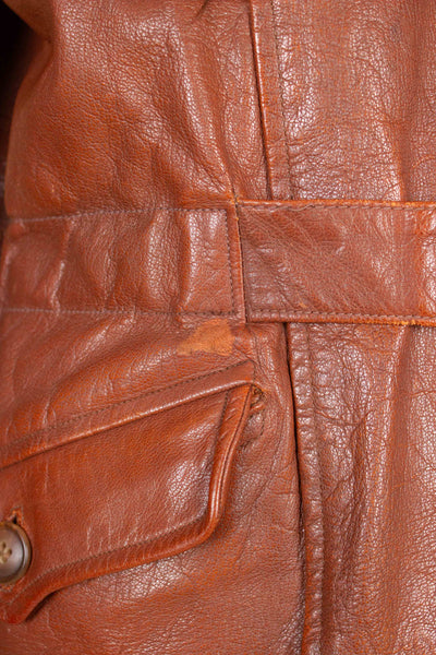 SWEDISH 1940S/1950S BROWN GOATSKIN JACKET WITH DETACHABLE FUR COLLAR. SIZE CA EU 54