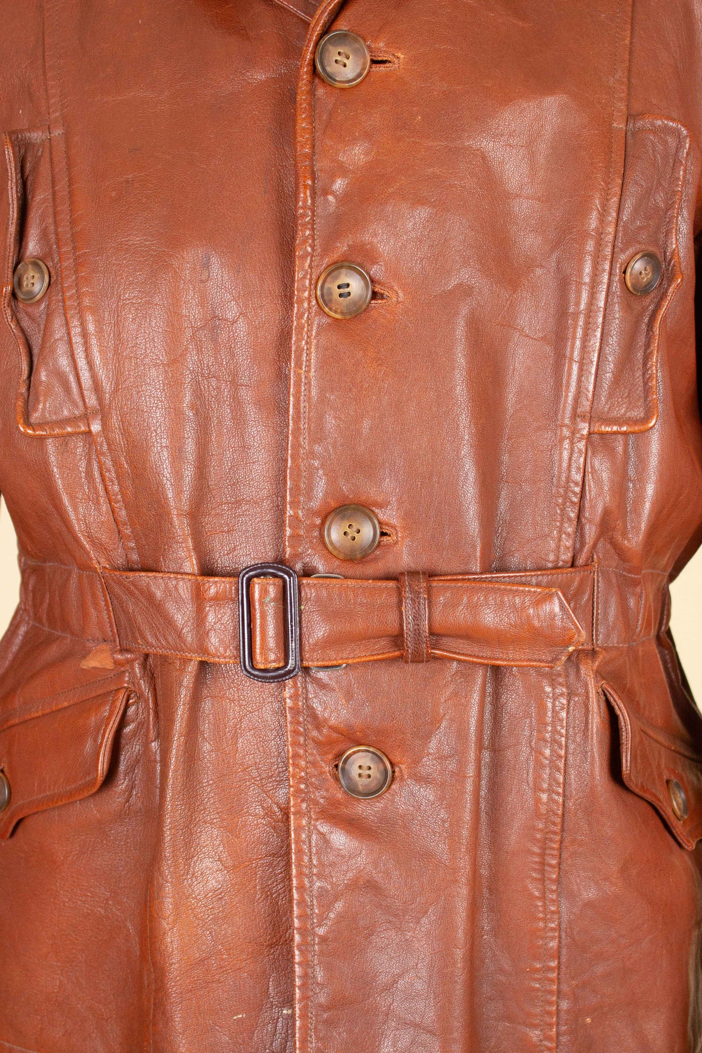 SWEDISH 1940S/1950S BROWN GOATSKIN JACKET WITH DETACHABLE FUR COLLAR. SIZE CA EU 54
