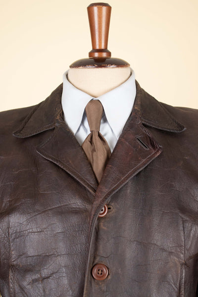 SWEDISH 1930S BROWN GOATSKIN SINGLE BREASTED JACKET. SIZE CA EU 44