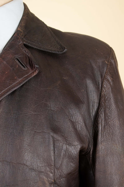 SWEDISH 1930S BROWN GOATSKIN SINGLE BREASTED JACKET. SIZE CA EU 44